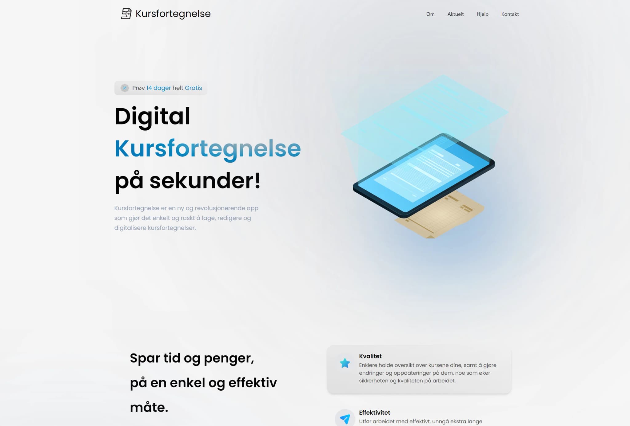 Kursfortegnelse Nettside